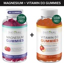 Zuckerfreie Magnesium-Gummien (180 Gummi) & Zuckerfreie Vitamin D-Gummien (60 Gummi) – Immununterstützung & Relaxation Value Bundle, Gelatin-frei, Glutenfrei, Vegetarisch, All Natural, GMO-frei, Kosher
