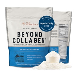 Live Conscious Beyond Collagen Multi Collagen Powder for Women w/Typen I, II, III, V & X - Keto Friendly, Hydrolysed Collagen Peptides Powder Blend w/Biotin & Vitamin C 41 Servierungen