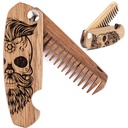 Genießen Sie die Holz Bart Comb für Männer, Falten Taschen Bart Zubehör für Männer, Gravierte Walnuss Holz Komb für Mundschmerz, Bart &amp; Haar für ihn (Half Skull)