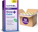 Natrol Sleep+ Calm Melatonin 6mg mit Ashwagandha, L-Theanin und Zitronenbalsam, Nahrungsergänzung für restliche Schlaf und beruhigen den Geist, 30 Kapseln, 30 Tage Versorgung (Pack von 12)