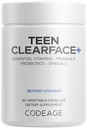 Codeage Teen Clearface Adolescent Face, Haut und Pimples, Vitamine A, C, D3, E, Pantothenic Acid, Niacin, Zink Supplement Jugendliche, Probiotics, L-Lysine, Omega-3, Ölige Haut, Poren, Spots - 60 Kapseln