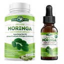 PURA VIDA MORINGA Capsules (120 Nombre) et gouttes d'extrait de feuille de Moringa (2fl oz)