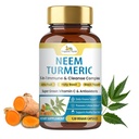 Bio Veda Neem & Turmeric Capsules with Amla Fruit, Tulsi, Holy Basil, Black Pepper Extract - Immununterstützung Nahrungsergänzung - Boosts Healthy Clear Skin & Cellular Defense - 120 Vegan Kapseln