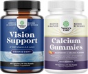 Bundle der vollständigen Eye Health Supplement für Erwachsene für Vision Dry Eyes Druck und blauen Lichtschutz und hohe Absorption Kalziumgummis für Frauen für Knochengesundheit und Immununterstützung