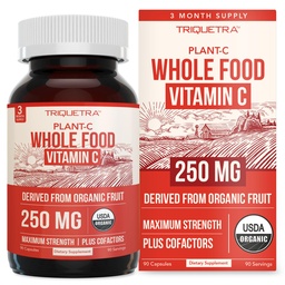 Bio-Vitamin C | Ganzes Nahrungs-Vitamin C von Fruit Plus Absorptions Cofactors - Vegan, Enhanced Bioverfügbarkeit - Immununterstützung, Antioxidans, Total Health (90 Portionen)