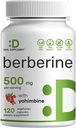 Berberine-Ergänzung mit Yohimbine, 500mg pro Servierung, 120 Veggie Kapseln – Root & Bark-Extrakte – Hohe Absorption Hydrochlorid HCl Formen – Non-GMO, Vegan