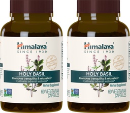 Himalaya Heilige Basilikum, 60-Tage-Versorgung - Kräuter Adrenal-Unterstützung für Stress-Relief, Entspannung, Energie-Unterstützung und okzialen Schlaflosigkeit - Vegan, Non-GMO, Glutenfrei, 720 mg, 60 Kapseln, Packung von 2
