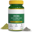 Natürliche Eisen mit Folsäure, Zink, Vitamin C & Vitamin B12 für die Unterstützung Haemoglobin Produktion, Boost Immunity & Maintain Iron Level - 60 Veg Tabletten