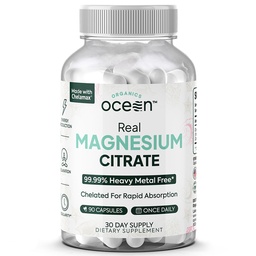 Organics Ocean Real Magnésium Citrate - Supplément Magnésium à haute absorption - Magnésium chélaté pour soutenir l'énergie, la relaxation et la régularité