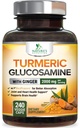 Kurkuma Ergänzung 2000mg - 95% Curcuminoide mit Glucosamin, Ginger & MSM, BioPerine Black Pepper für beste Absorption, Nature's Vegan Joint Support, Non-GMO, Bottled in USA - 240 Kapseln
