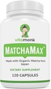 MATCHAMAXTM Organic Japanese Matcha Capsules - Pure Organic Matcha Green Tea Pills for Smooth Zen-Like Energy and Natural Mood Boost - Vegan Matcha Supplement verpackt mit Antioxidantien - 120ct