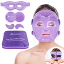 Atsuwell Cooling Ice Face Eye Mask Set für Dark Circles und Puffiness, 6 Gel Cold Packs für Gesicht, Augen, Soft Plüsch Futter Eis Pads Kaltkompress, Entspannung, Cool Bag Included