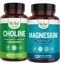 Nested Naturals Choline Bitartrate & Magnesium Glycinate Chelate Stack | Entspannung, Schlafunterstützung, Kognitive Leistung (210 Zähler)
