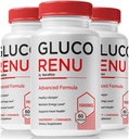(3 Pack) Gluco Renu Kapseln, offizielle GlucoRenu Pillen, natürliche Unterstützung für gesunde Niveaus, Zirkulation und Balance, Premium-Formel Blutgefäßreiniger, GlucoReNu Glyco Optimizer (180 Kapseln)
