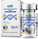 NAIK Probiotics 1800 Billion CFU - 10 Strains + Bio-Präbiotika - Immun-, Verdauungs- & Gut-Gesundheit - Unterstützt okziale Verstopfung, Durchfall, Gas & Bloating - für Frauen & Männer - 45ct