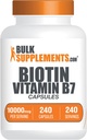BulkSupplements.com Biotin 10000mcg Kapseln - Biotin Supplement, Biotin Vitamine für Haar, Haut und Nägel, Vitamin B7 - Glutenfrei, 1 Kapsel pro Portion, 240 Kapseln (Pack von 1)