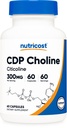 Nutricost CDP Choline (Citicoline) 300mg, 60 vegetarische Kapseln - Non-GMO, Vegetarisch, Glutenfrei ...