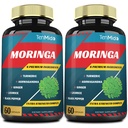 2 Packungen Moringa Kapseln, 4 Monate Versorgung mit Kurkuma, Ashwagandha, Ginger, Licorice, Black Pepper | Immununterstützung, Energy Booster | Oleifera Blatt Kräuterergänzungen