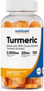 Nutricost Turmeric Gummies (240 Gummi) - Citrus Flavored, Hergestellt mit 95% Curcuminoids, 120 Servierungen, Inklusive Ginger und Schwarz Pfeffer Extrakt, Vegetarisch, Non-GMO und Glutenfrei