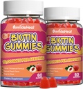 2 Pack Biotin Gummis für Haarwachstum 10000 mcg, Haar Haut und Nägel Gummy mit Folsäure, Vitamine A, B, C, E & D, Vegan Biotin Vitamine für Frauen & Männer, 120 Gummie