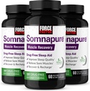 FORCE FACTOR Somnapure Muscle Recovery Schlafhilfe für Erwachsene mit Melatonin 5mg, Heilige Basilikum und L-Theanin, Nahrungsergänzung für Schlafunterstützung, Muskel Soreness Relief, & Muskel Erholung, 180 Caps, 3-Pack