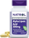 Natrol Alpha Lipsäure 300 mg, Nahrungsergänzungsmittel für allgemeine Wellness, 50 Kapseln, 50 Tage Versorgung