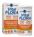 Vital Planet - Vital Flora Advanced Probiotic 100 Billion CFU, 100 Diverse Strains, 10 Bio-Präbiotika, Immununterstützung, Digestive Health Shelfable Probiotics für Frauen und Männer 30 Kapseln