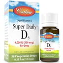 Carlson Super Daily D3 4.000 IU (100 mcg), Herz-und Immun-Gesundheit, Zähne & Knochenstärke, entflammt, 365 Tropfen