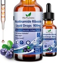 NAD Ergänzungen für Frauen und Männer, NAD Nicotinamid Riboside Resveratrol 900mg & Quercetin, Niacin, Collagen, Biotin, Liquid NAD Plus Supplement NR900 für Anti-Aging Skin Energy Longevity Focus Brain