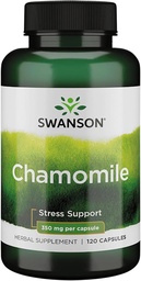 Swanson Chamomile Stress-Unterstützung - Made with German Chamomile Flower - Kräuterergänzung zur Förderung von Stress, Entspannung und Schlafunterstützung - Hilft Easy Body and Mind - (120 Kapseln)