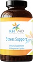 RHMD Stress Support - Supplément adaptogène à l'extrait de racine et de feuille triple Ashwagandha - non-OGM (30 capsules)