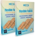 Flexible Stoffklebebänder für bequeme flexible große Schutz- & Wound Pflege von Minor Cuts, Scrapes, & Wounds, sortierte Größen (2-1/4"x5/8", 3" x3/4", 3"x1") - Twin Pack 100 CT Box