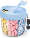 Süße Pillenspender mit 7 großen Komponenten, Tragbare Pillen Flasche Organizer mit weitem Öffnen für einfachen Gebrauch, Anti-Mix Pill Organizer für Reisen, BPA-freie Pille Container, Blau