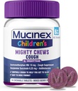 Mucinex Kinder-Mighty Chews Nighttime Kids Cough Medicine, leicht zu tun Cough Suppressant mit Dextromethorphan, Kinder Reisemedizin für Husten, gemischte Berry Flavor, 16 Medikamente Chewable Tablets