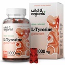 Wild & Organic L Tyrosine 1000mg Gummis - Brain Support Supplement für Fokus und Stimmung - Vegan Focus Gummis w/L-Tyrosine Pulver - 60 Non-GMO-Schuhe