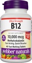 Webber Naturals Vitamin B12 10.000 mcg, Ultra Strength, 40 Count, Fast Dissolve Tabletten, Vitamin Supplement Unterstützung für Energie Stoffwechsel, Immun- und Herzgesundheit, Vegan Formel