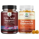 Natures Craft Bundle von Vegan Uric Acid Cleanse und Detox für Männer und Frauen Gelenke Nieren und mehr und Turmeric Gummies für Erwachsene Peach Flavor - Extra Strength Joint Support Gummies