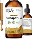 Wild & Organic Sarsaparilla Root Drops - Detox Cleanse Drops - Sarsaparilla Pulver basierte Tinktur - Vegan, Zucker & Alkoholfreie Flüssigergänzung - 2 fl oz