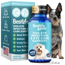Dog Eye Infection & Eye Care Support Supplements, Natürliches Relief von Conjunctivitis, Schwellung, Tear Stains, trockene Augen und Entladung, einfach zu bedienen, Kein Mehr Struggle mit Canine Drops, 400 kleine Pillen