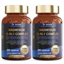 Magnesium-Komplex 700mg 12 in 1 Magnesium-Ergänzung mit Glycinat-Zitrat Malatoxid Taurat Aspartate Orotate Magnesium-Entspannung, Muskel,Herz-Unterstützung, Vegan 120 Kapseln 2PK
