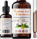 FabLab Mullein Blatt Extrakt mit Elderberry 4 Fl Oz - Made in USA - Tropfen für bessere Lung - Mullein Tincture für Lung Detox - Bronchial Cleanse für Raucher - Respiratorische Kräuterergänzung