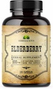 Elderberry Capsules – Natürliche Schwarze Elderberry Kräuterergänzung – Immun Boosters für Erwachsene, Verdauungsunterstützung, Antioxidantien & Vitamin C – Fiber-Rich, Non-GMO – 100 Kapseln für Männer & Frauen