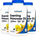 Nutricost Evening Primrose Oil 1.300mg, 120 Softgels (3 Flaschen) - Non-GMO, Glutenfrei, 120 Portionen