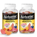 Airborne 750mg Vitamin C Gummi für Erwachsene, Immununterstützung Gummis mit leistungsfähigen Antioxidantien VIT C & E, Koffeinfrei - 2x63ct Flasche (42 Servierungen), sortierte Frucht Flavor