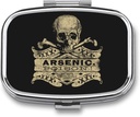 Metall 2 Compartment Pill Organizer Travel Friendly Portable Compact Pill Box Niedliche Pille Fall Vitamine/Fish Öl/Ergänzungen/Meds/Tablet für Geldbeutel/Pocket (Arsenic Poison)