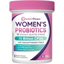 Probiotics for Women, Organic Prebiotics and Probiotics, 70 Billion CFU, 10 Strains, Shelf Stable, 30 Kapseln