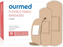 Flexible Stoffklebebänder,60 Count, Latex Free First Aid Bandage mit nicht-Stick Pad für Wund Pflege, Schnitte, Scrapes, Blisters, sortierte Größen