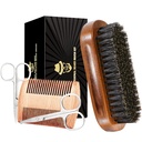 Sosoon Boar Bristle Beard Grooming Set für Herren - Rechteckige Bürste, Comb, 2 Schnur Scissors, Reisetasche