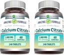 Amazing Formulas Calcium Citrate Supplement | 1000 Mg | Tablets | Non-GMO | Gluten Free | Made in USA (2 Pack, 240 Count)