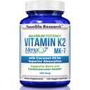 Vitamin K2 MK7 (MenaQ7) 100 mcg w/Coconut Oil for Superior Absorption, Nahrungsergänzungsmittel, 120 Vegan Liquid Kapseln zur Unterstützung von Knochenstärke und Dichte für Erwachsene Frauen & Männer